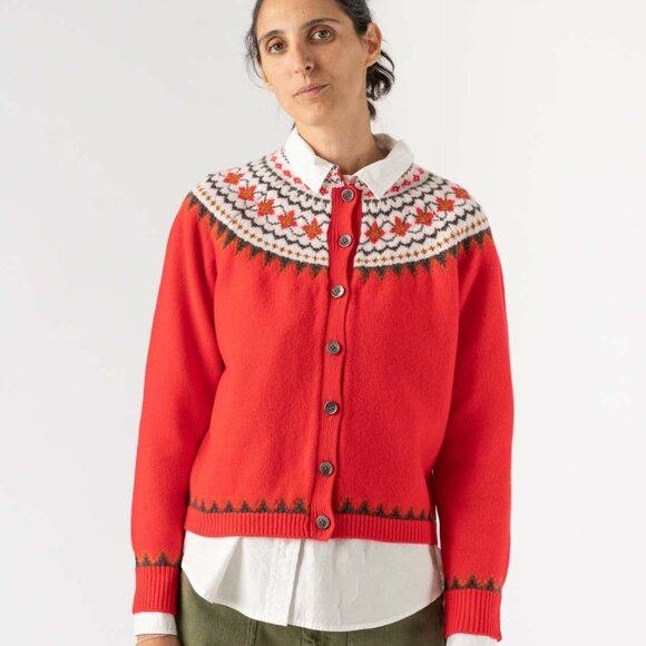 Alex Mill Sweaters - Alex Mill Hilde Fair Isle Cadigan - Flame Multi